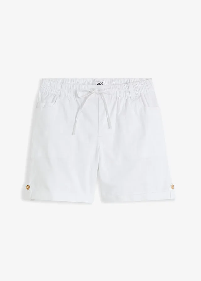 Bermudas de algodón con cinturilla elástica Blanco