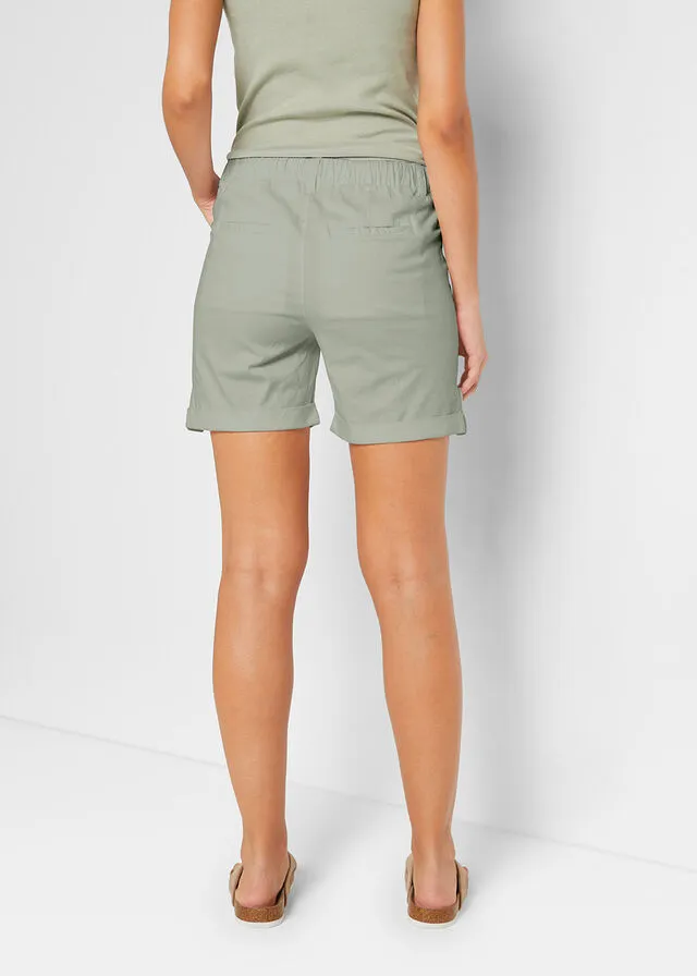 Bermudas de algodón con cinturilla elástica Verde