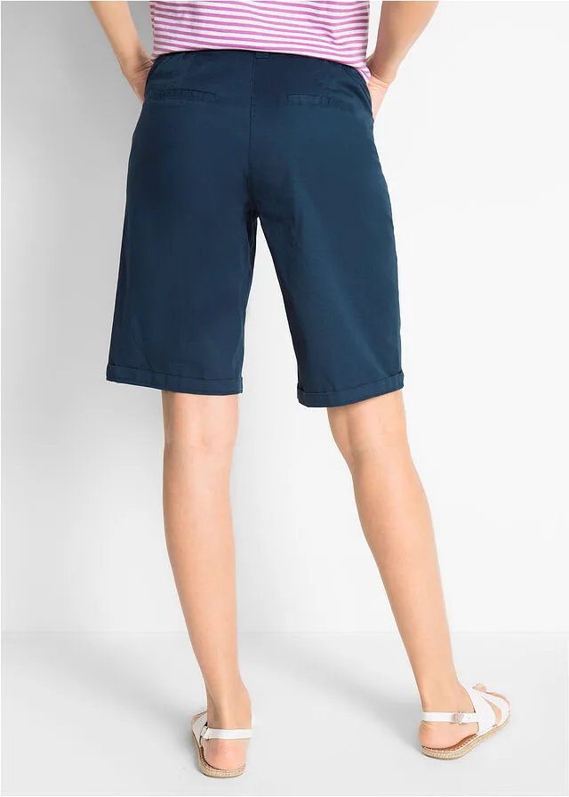 Bermudas papertouch de algodón con cinturilla cómoda Azul marino