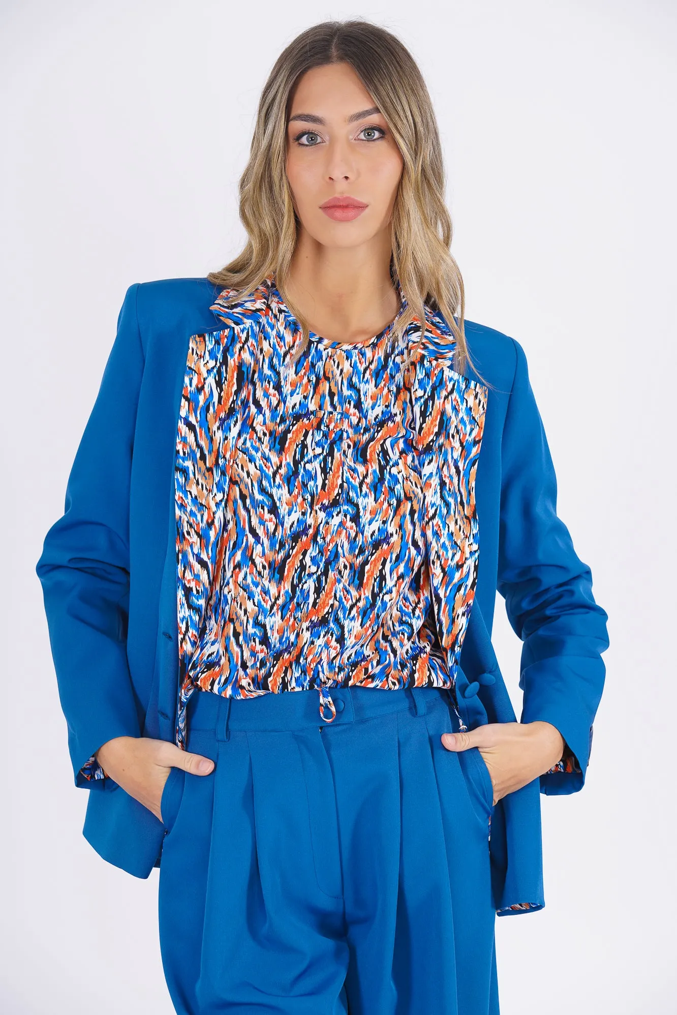 Blazer azul & estampado print