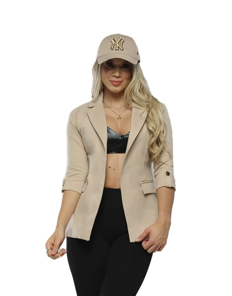 Blazer Para Mujer Manga 3/4 Beige