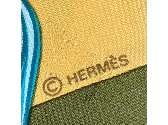 Bufanda de seda Carre90 de Hermès Beige Verde 