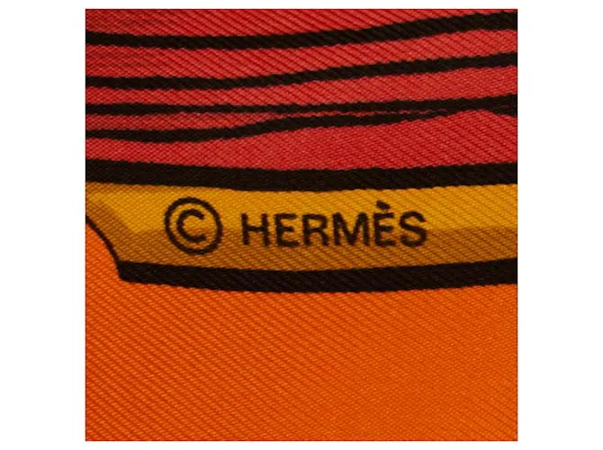 Bufanda Hermès Carré 90 Multicolor Naranja 