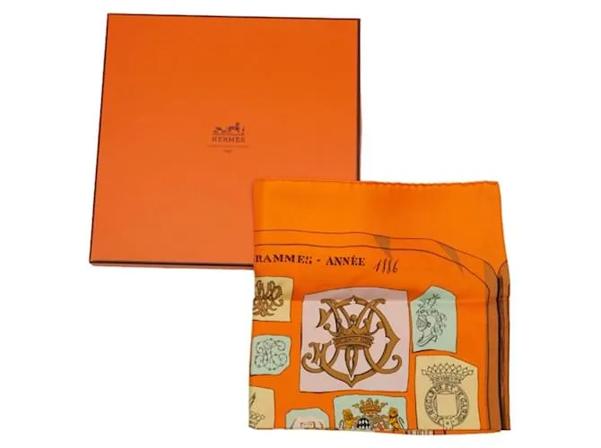 Bufanda Hermès Carré 90 Multicolor Naranja 