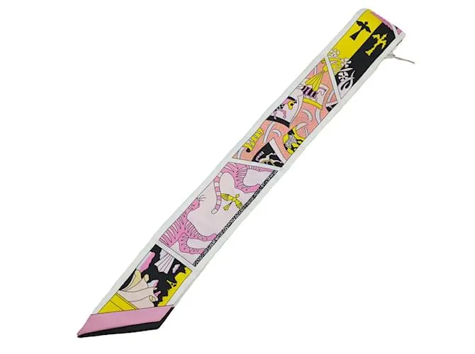 Bufanda Twilly de Hermès Negro Rosa Amarillo 
