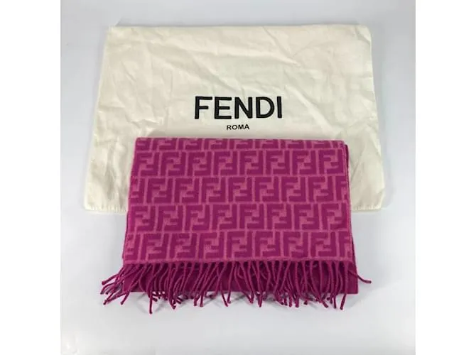 Fendi FXT416 Bufanda con Flecos en Rosa 