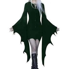 Halloween Bat Sleeve Vendage Dress No Fading And Non-sticky For Cosplay Party Accessories