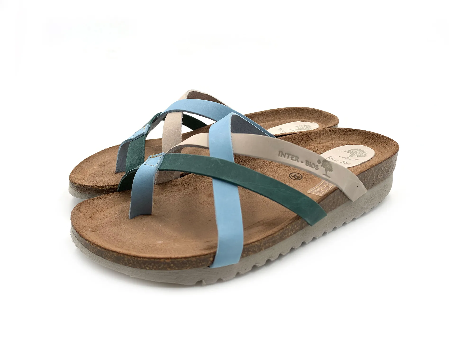 Inter-bios 7113 Sandalia Esclava Tiras Cielo-jeans-gris Piel Mujer