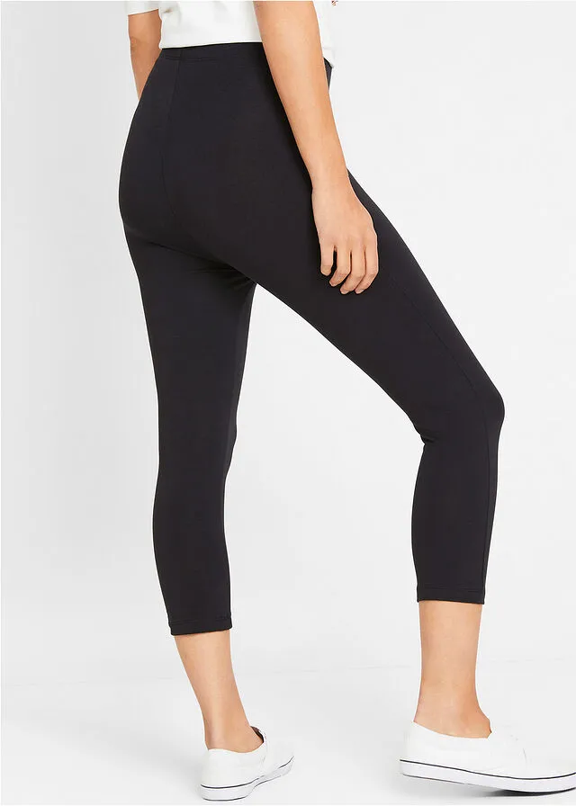 Leggings capri con cómoda cinturilla Negro