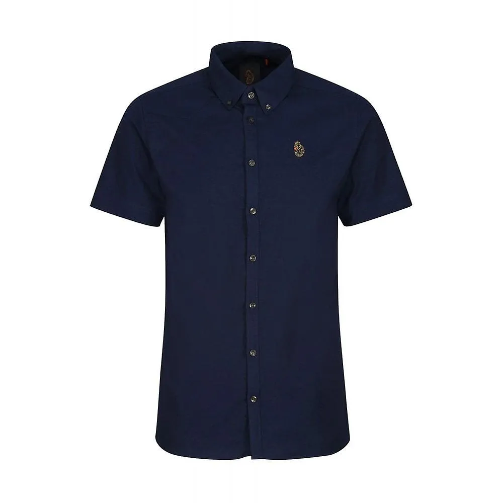 Men's Luke | M660850 Cambridge Plain Stretch Cotton Half Sleeve Shirt - Navy