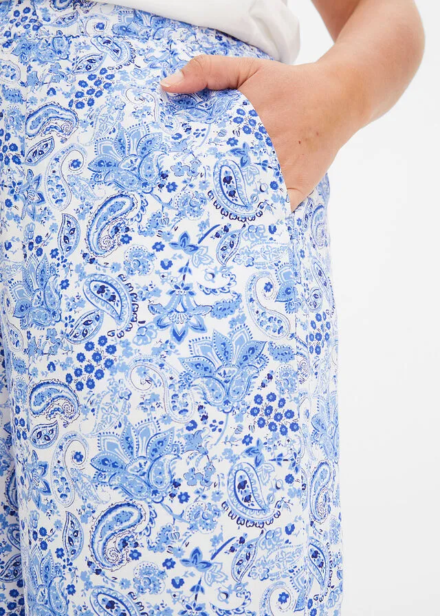 Pantalón con cinturilla elástica Azul-blanco