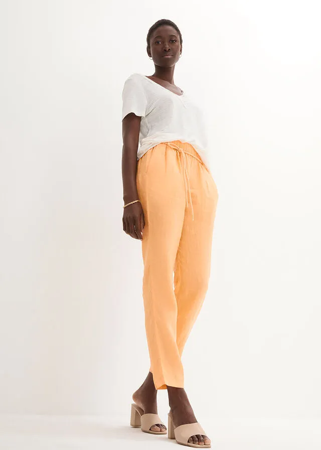 Pantalón con cinturilla elástica Naranja crema