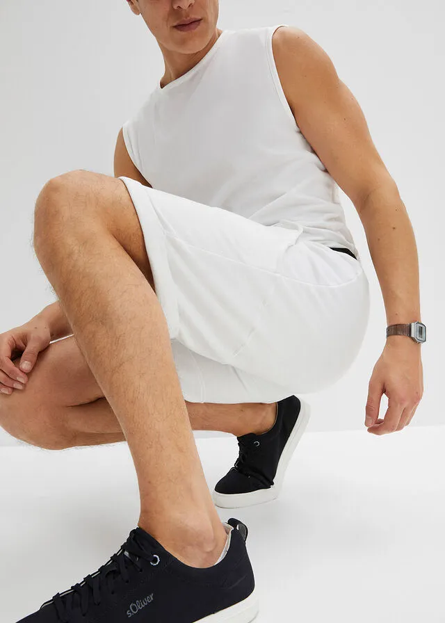 Pantalón corto de chándal de poliéster reciclado Blanco-negro