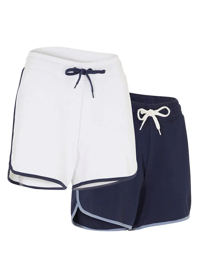 Pantalón corto deportivo (2 unidades) blanco+azul marino