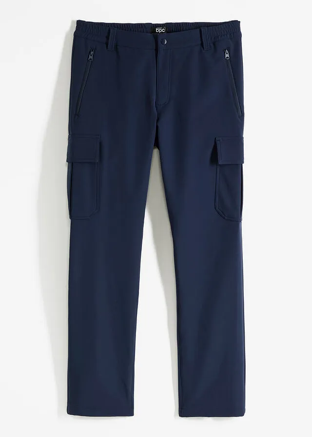 Pantalón funcional regular fit con cinturilla cómoda, elástico en 4 direcciones Azul marino