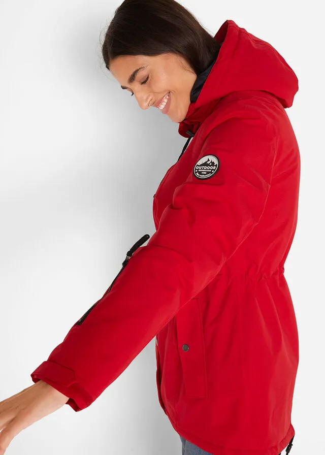 Parka funcional con capucha rojo intenso