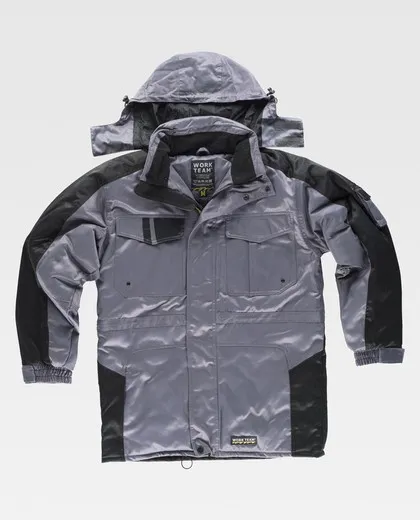 Parka linea 9 combinada, acolchada e impermeable Gris / Negro