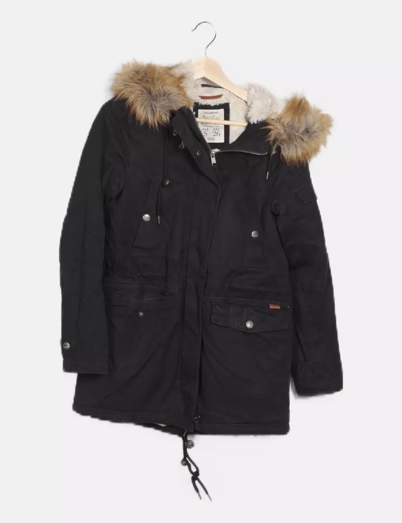 Pull&Bear Parka azul marino básica