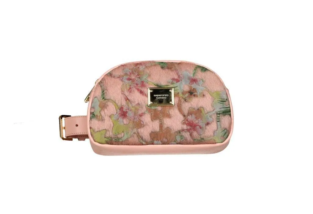 RiÑonera Rosa Frontal Pelo Estampado Con Cremallera