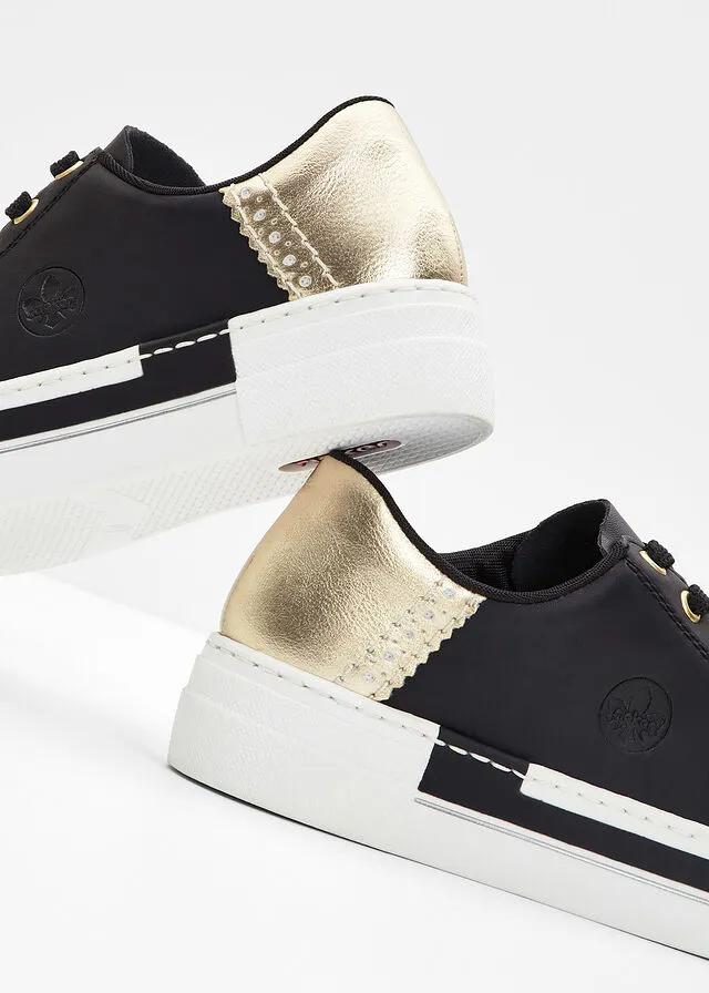 Sneakers bajos con plataforma Negro-dorado