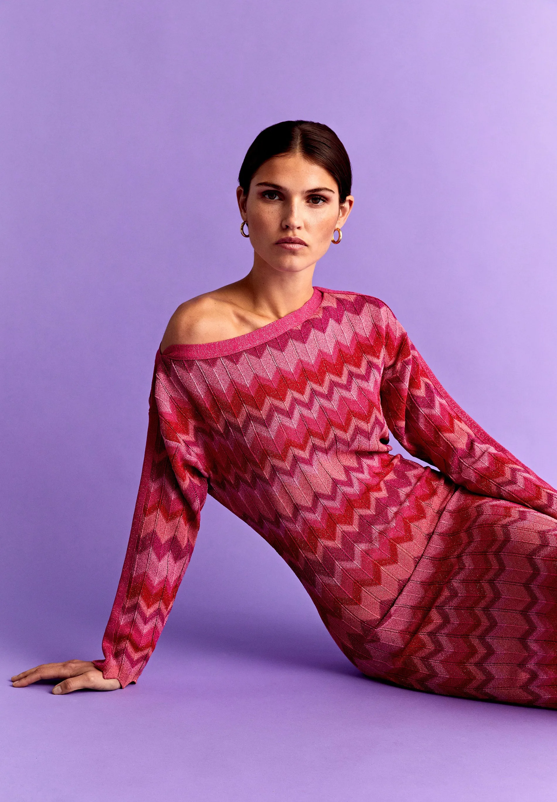 VESTIDO MIDI PUNTO ZIGZAG LUREX