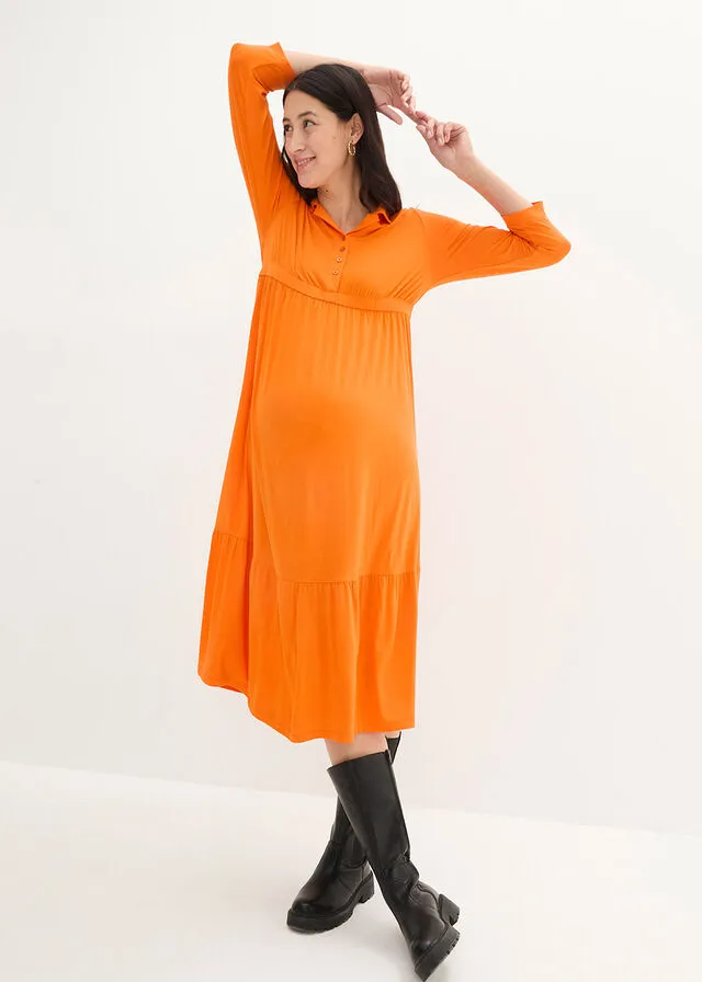 Vestido premamá naranja oscuro