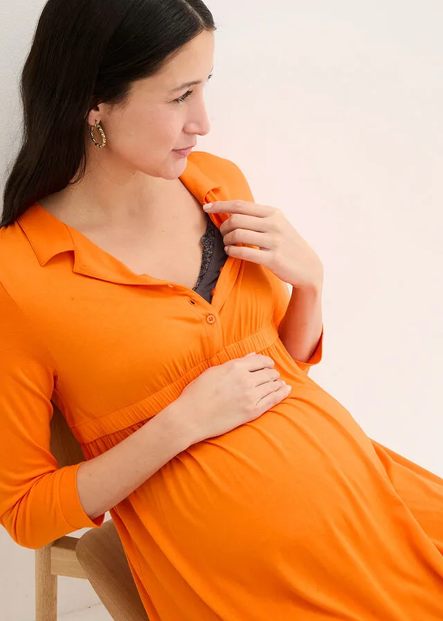 Vestido premamá naranja oscuro