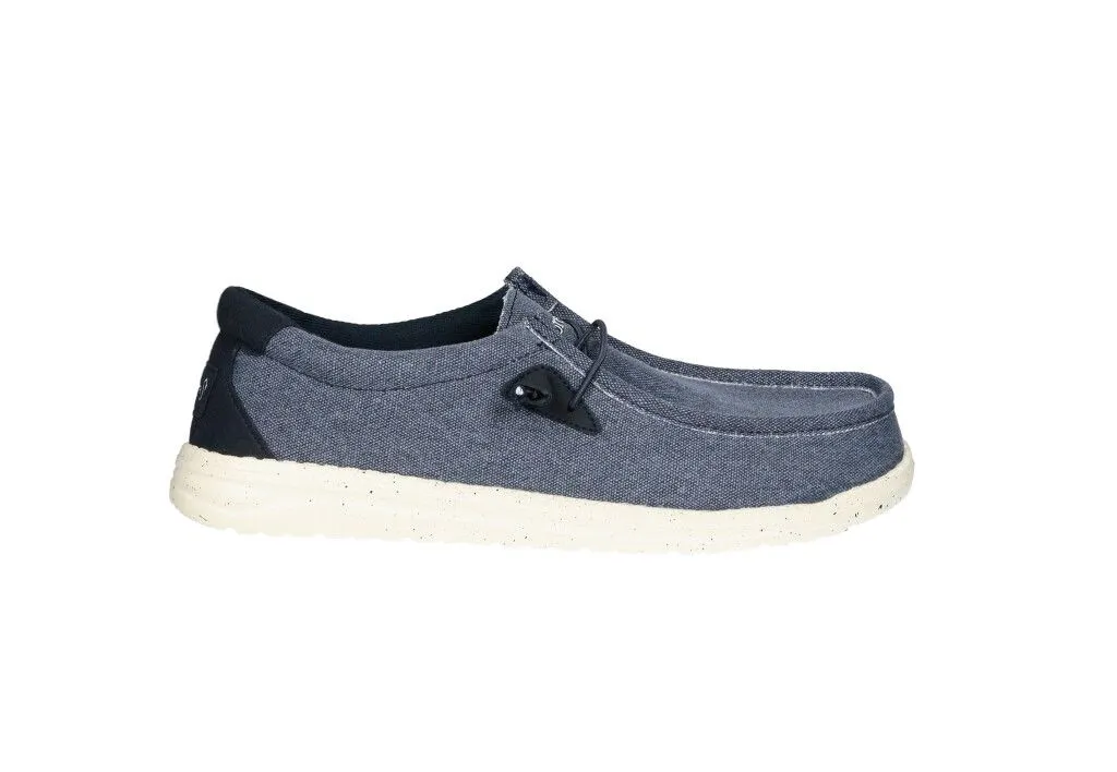 Zapato Cordon Elastico Loneta Azul Jeans Piso Blanco Pintitas