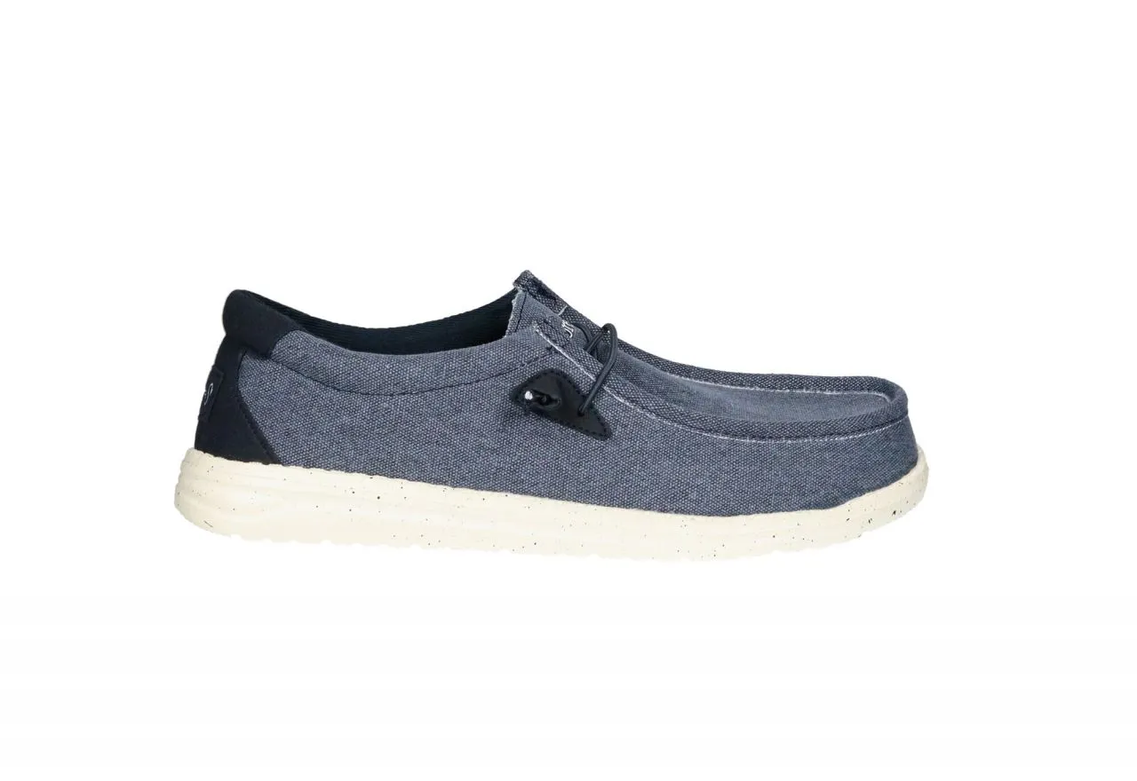 Zapato Cordon Elastico Loneta Azul Jeans Piso Blanco Pintitas