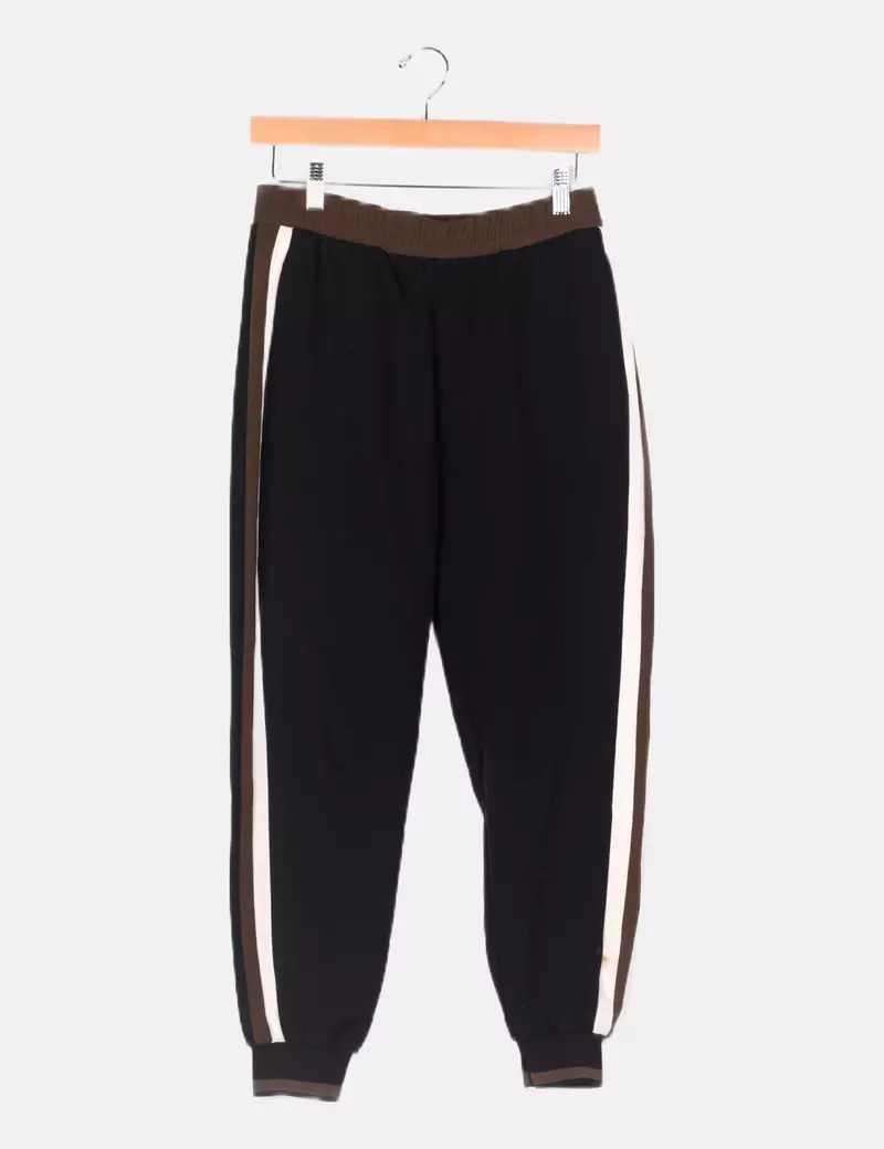 Zara Pantalón negro banda lateral